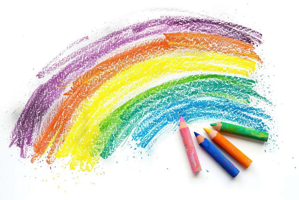 Rainbow chalk drawing cosmetics lipstick crayon.