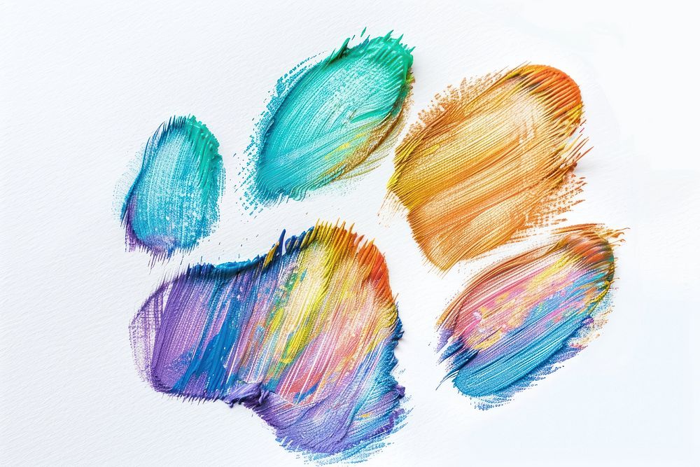 Rainbow dog paw painting canvas device.