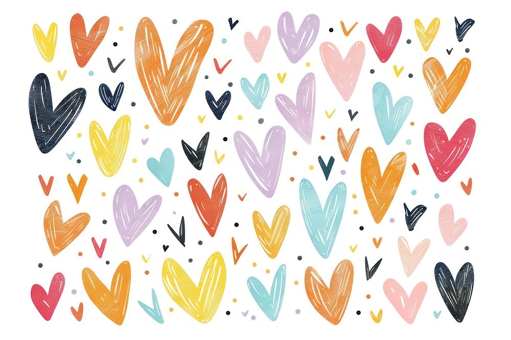 Rainbow hearts doodle dynamite weaponry pattern.