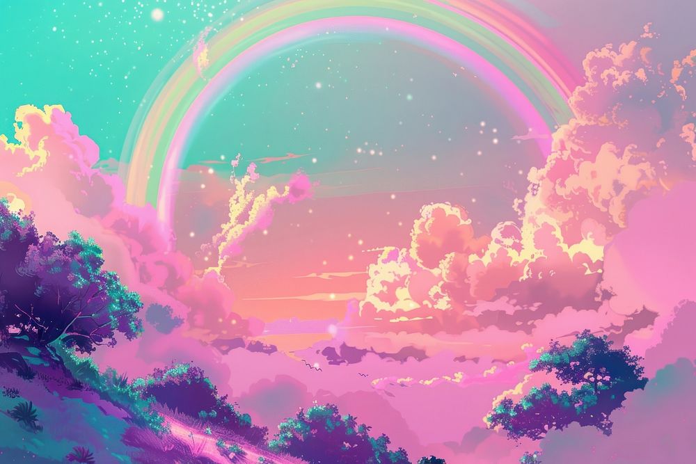 Surreal rainbow background outdoors graphics pattern.