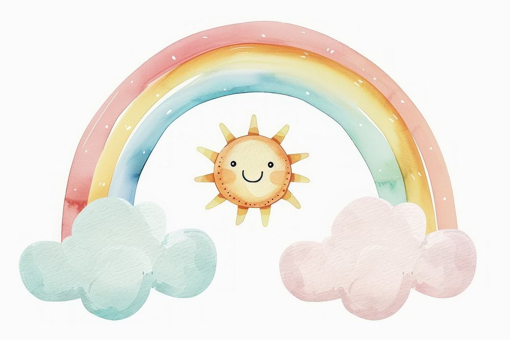 Watercolor rainbow rattle disk toy.