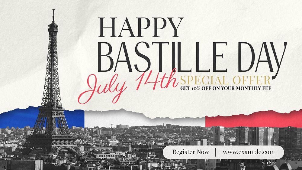 Bastille day blog banner template
