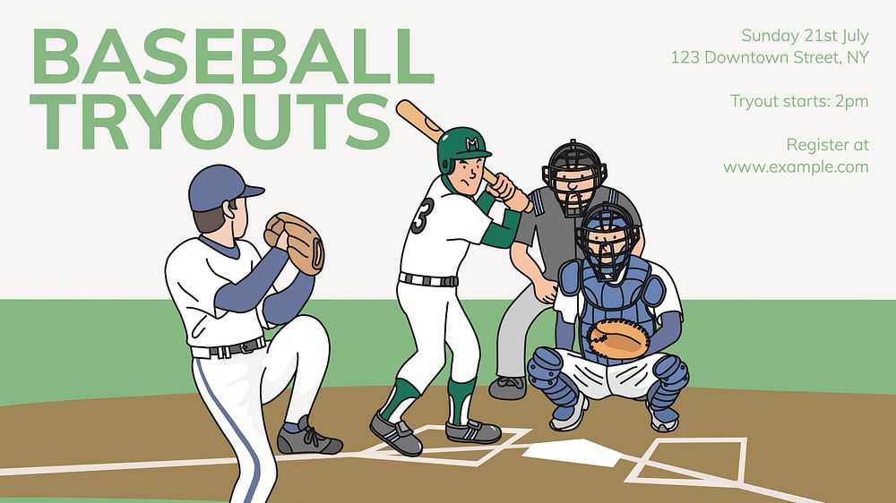 Baseball tryouts blog banner template