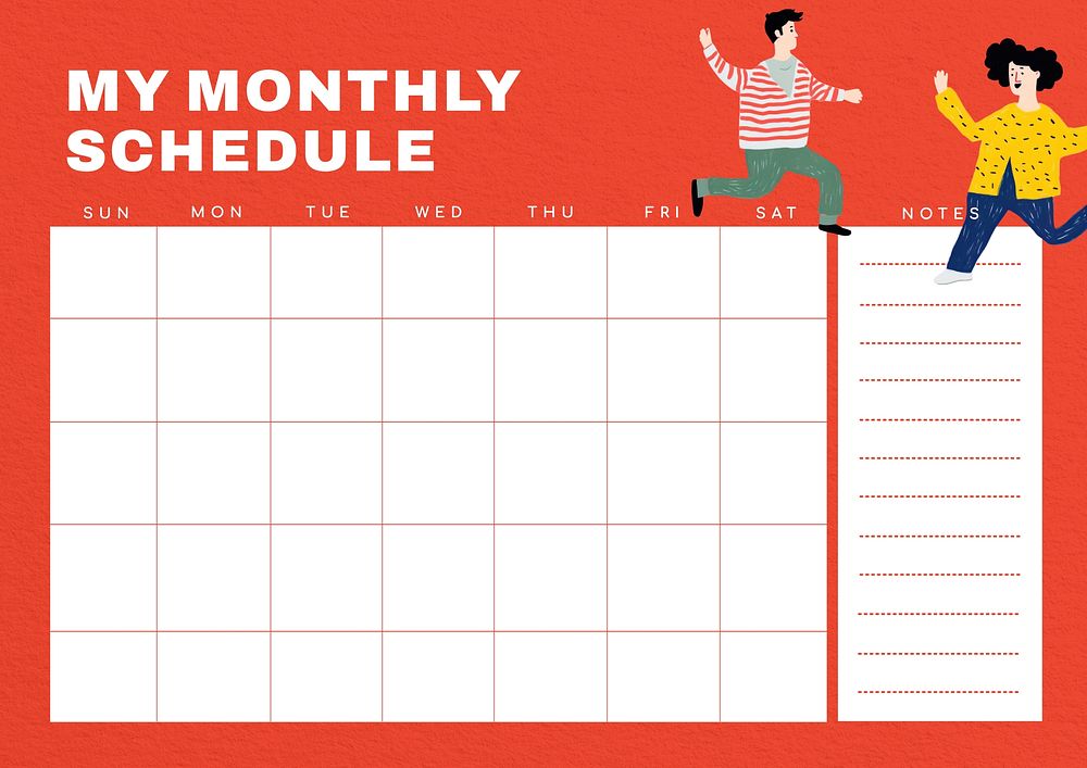 Monthly schedule planner template