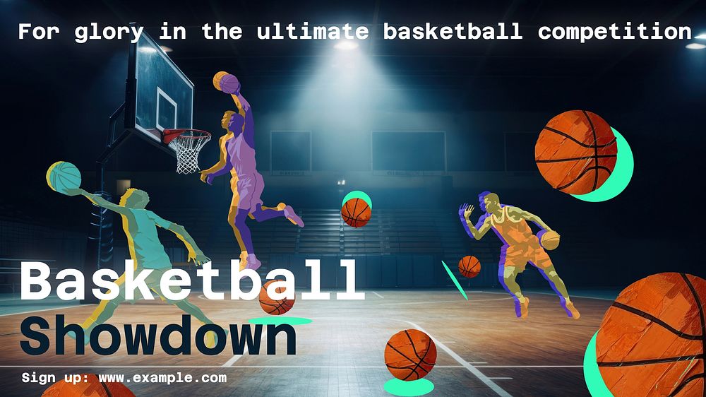 Basketball showdown blog banner template, editable text