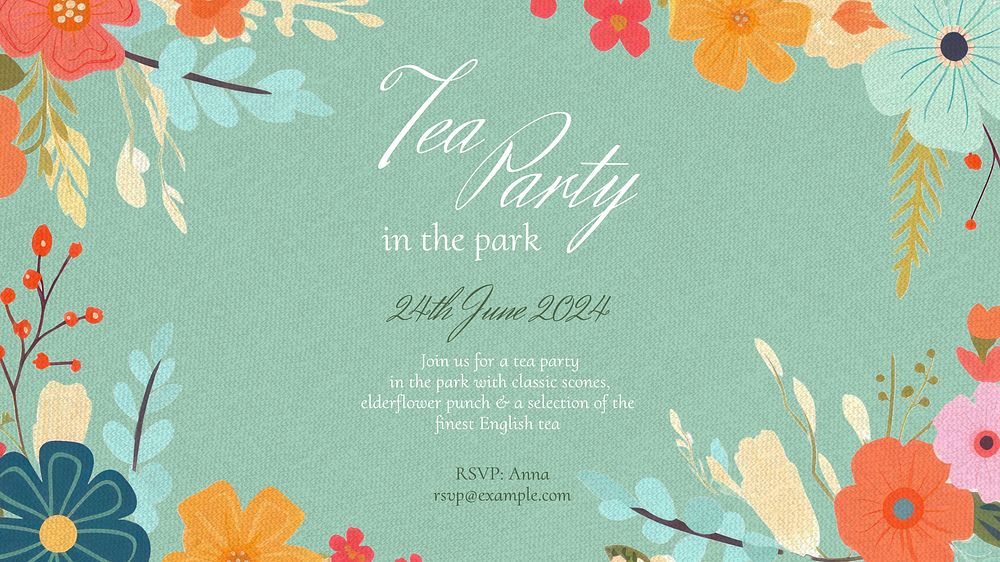 Tea party invitation blog banner template
