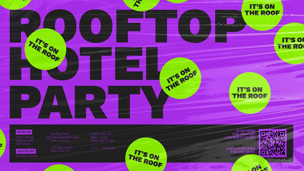 Rooftop hotel party blog banner template
