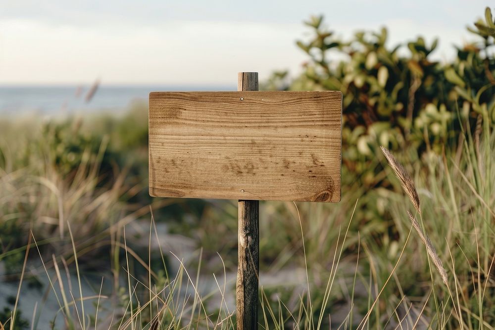 Wood signs mockup outdoors vegetation letterbox.