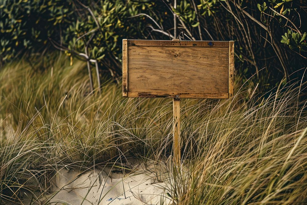 Wood signs mockup outdoors stand furniture.