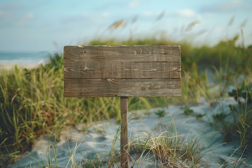 Wood signs mockup outdoors grass stand.