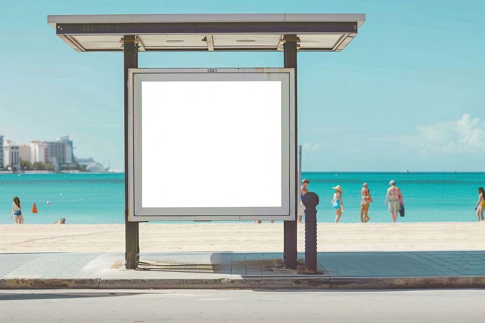 Billboard stand mockup outdoors electronics accessories.