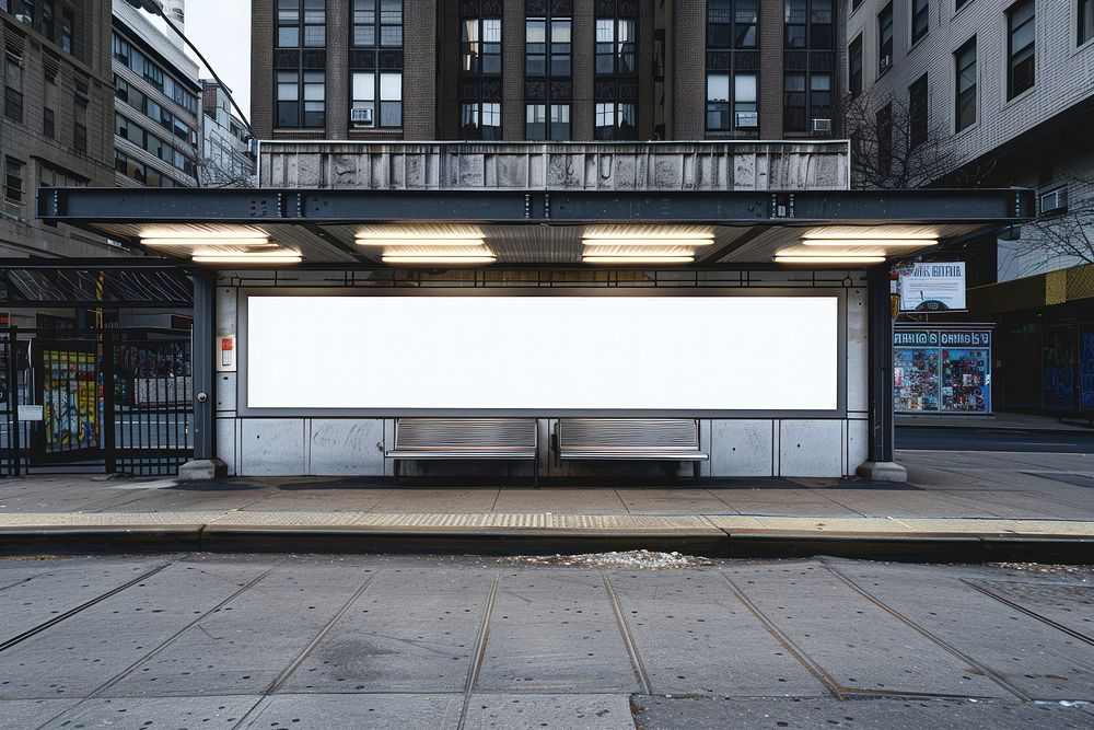 Billboard mockup furniture outdoors bench.