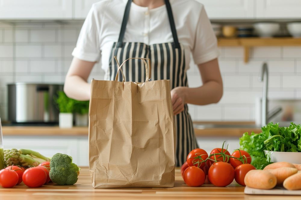 Paper bag mockup food accessories accessory.