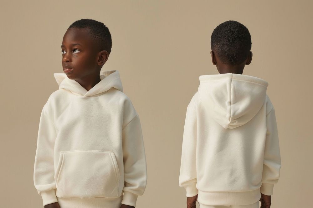 Blank cream hoodie mockup clothing apparel kid.