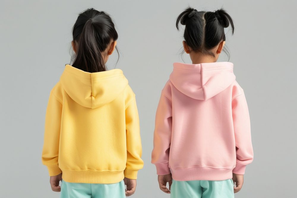 Blank pop color hoodie mockup apparel kid sweatshirt.