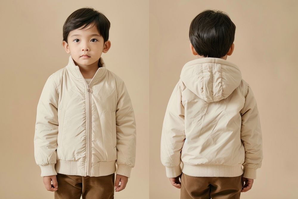 Blank cream jacket mockup clothing apparel kid.
