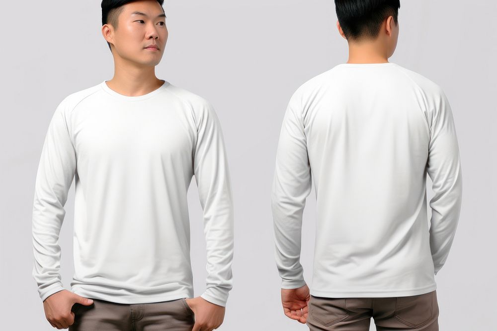 Blank white long sleeve mockup clothing apparel man.