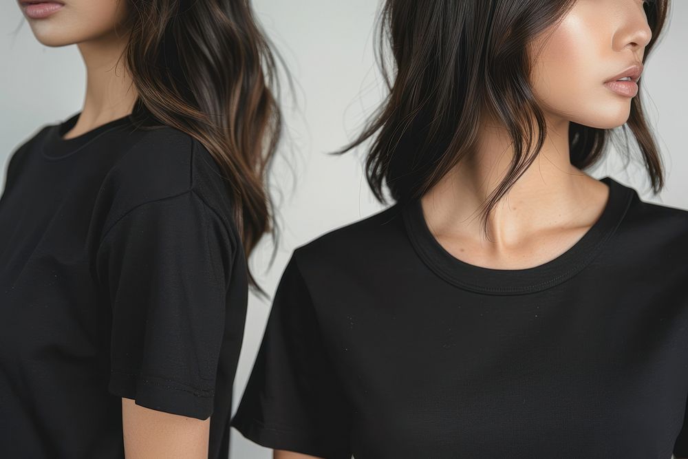 Blank black t-shirt mockup clothing apparel woman.