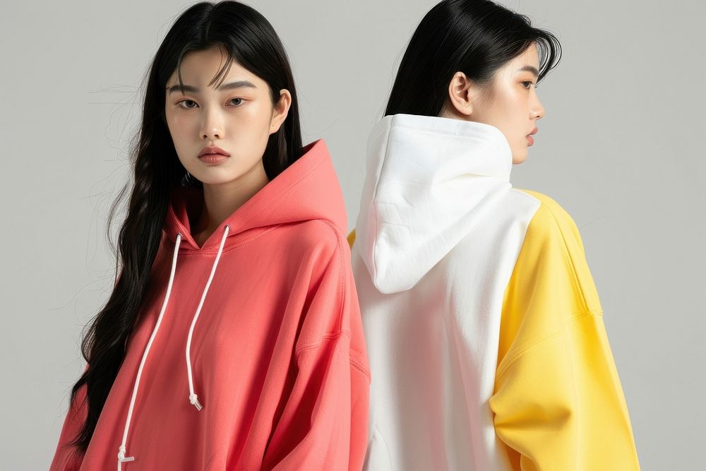 Blank pop color hoodie mockup clothing apparel woman.