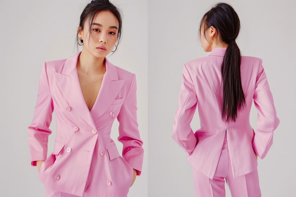 Blank pop color casual suit mockup clothing apparel woman.
