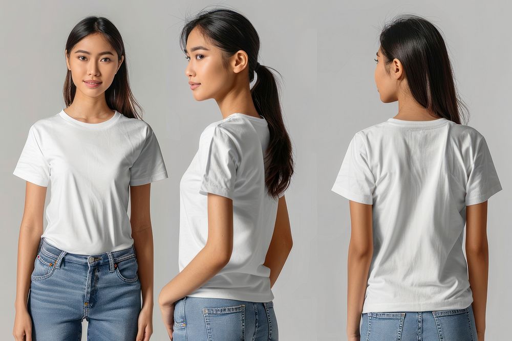 Blank white t-shirt mockup clothing apparel blouse.