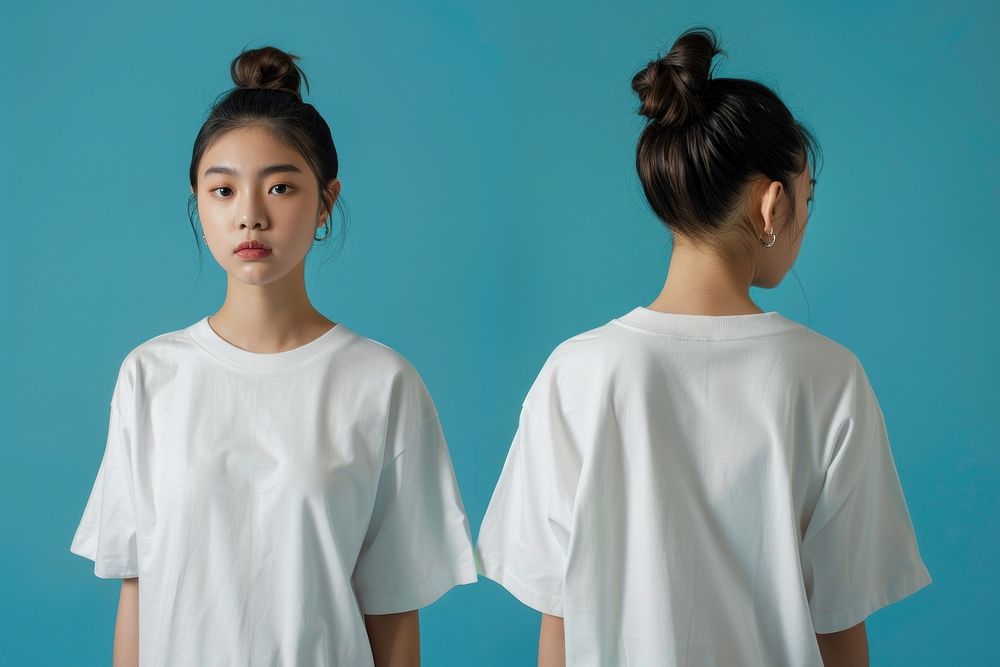 Blank cream oversize t-shirt mockup clothing apparel sleeve.