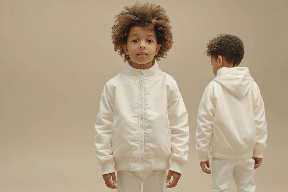 Blank cream jacket mockup clothing apparel kid.