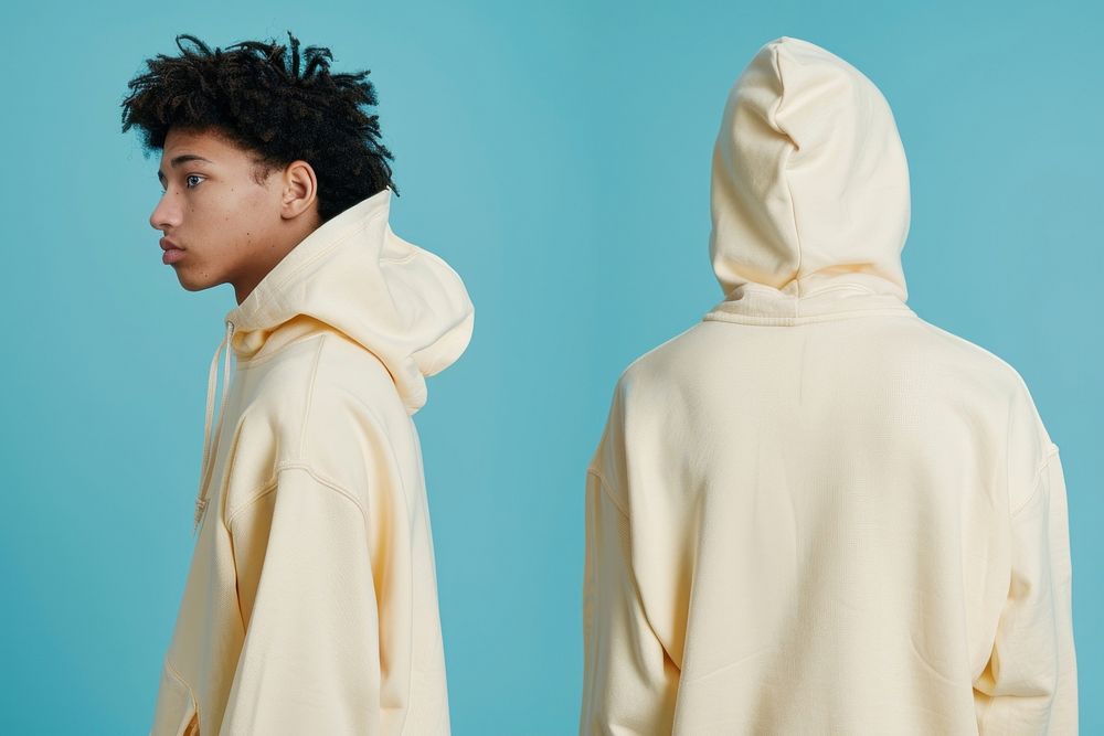 Blank cream hoodie mockup clothing apparel teen.