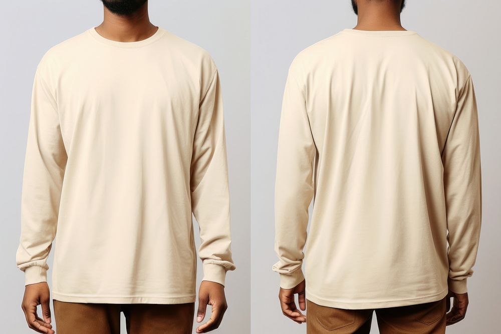 Blank beige long sleeve mockup clothing apparel sweatshirt.