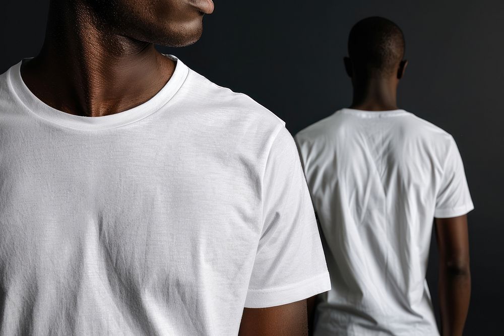 Blank white t-shirt mockup clothing apparel man.