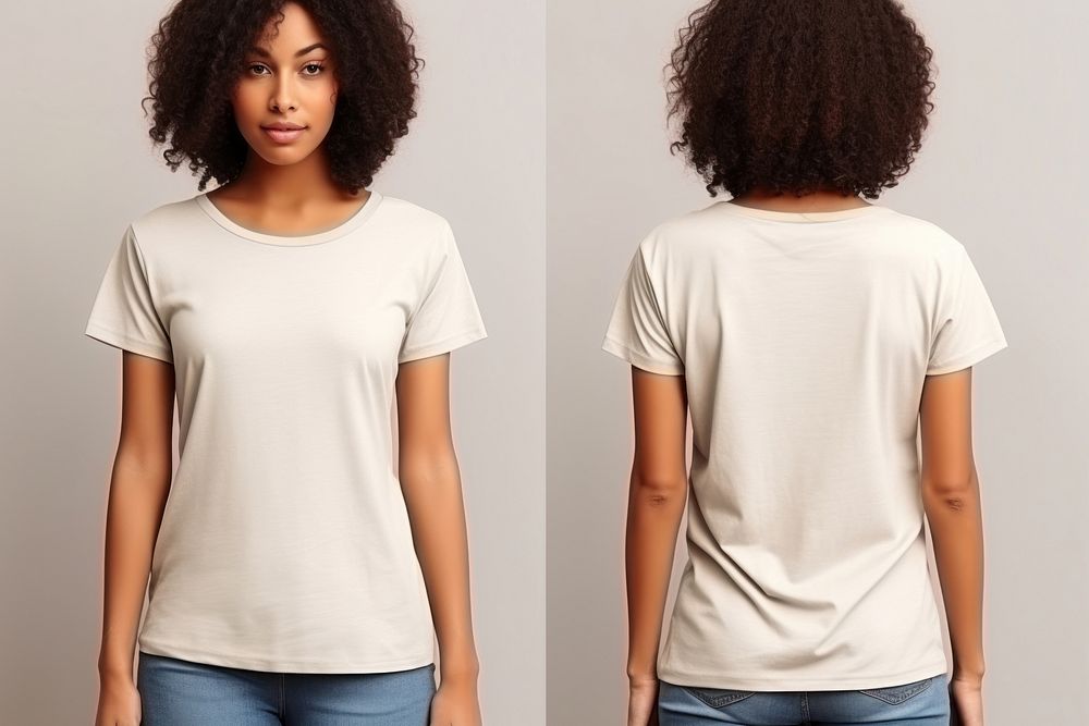Blank beige t-shirt mockup clothing apparel woman.