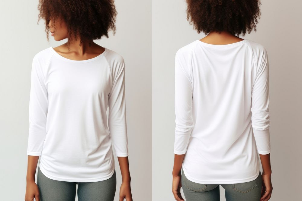 Blank white long sleeve mockup clothing apparel woman.