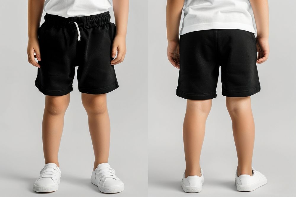 Blank black shorts mockup clothing apparel footwear.