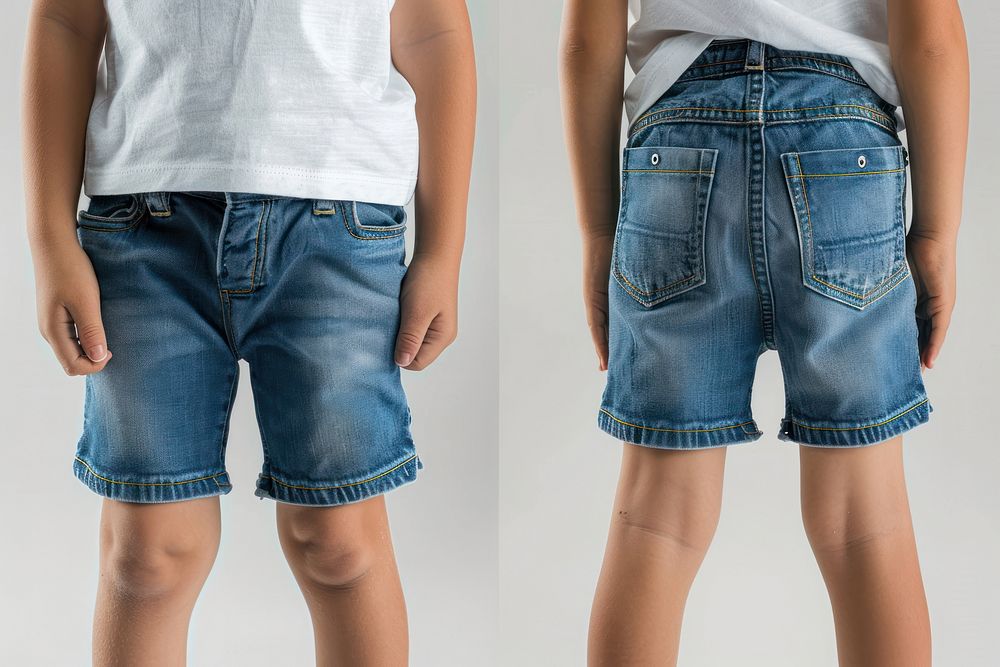 Blank jeans shorts mockup clothing apparel person.