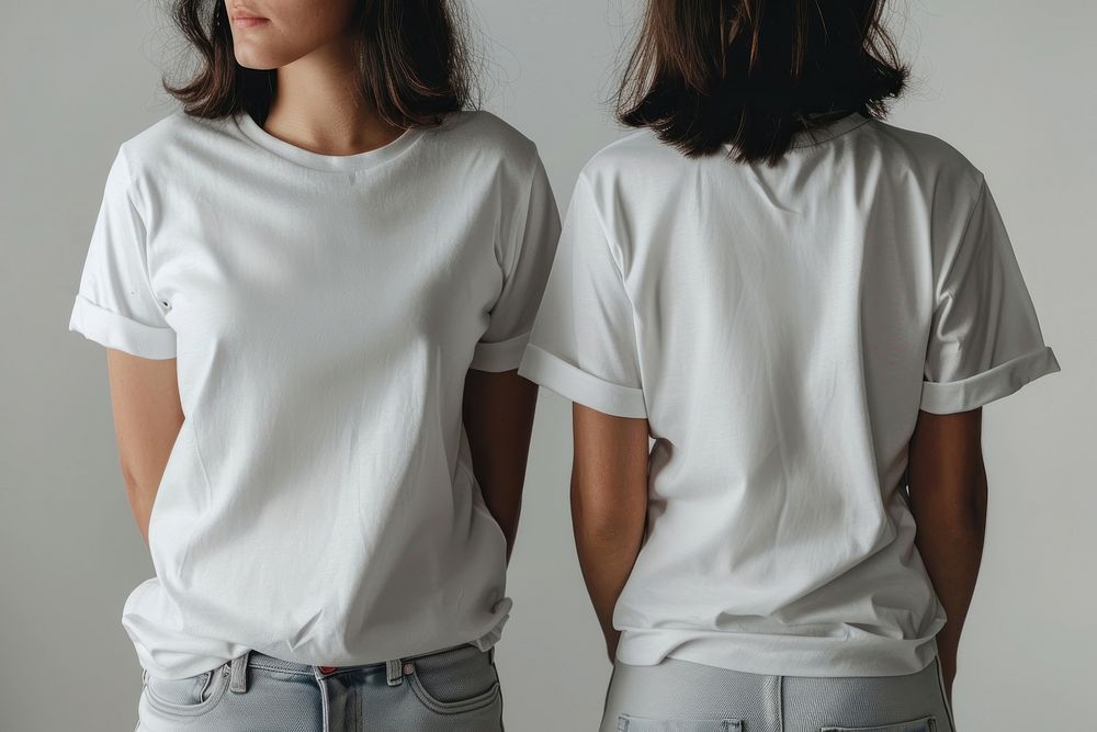 Blank white t-shirt mockup clothing apparel woman.