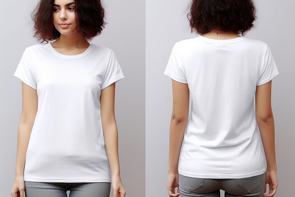 Blank white t-shirt mockup clothing apparel person.