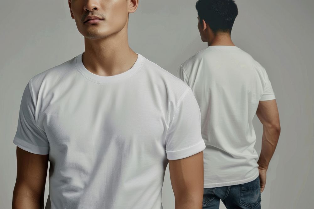 Blank white t-shirt mockup clothing apparel man.