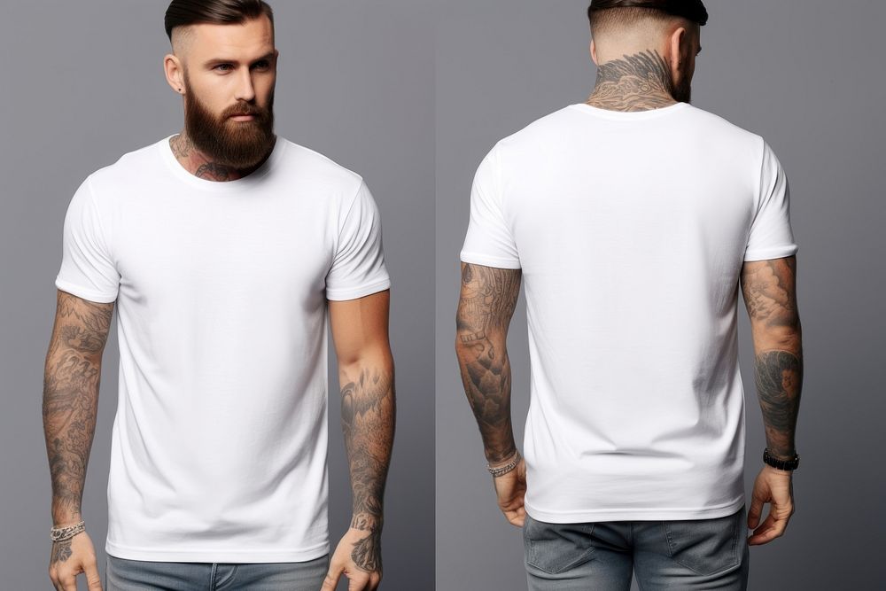 Blank white t-shirt mockup clothing apparel person.