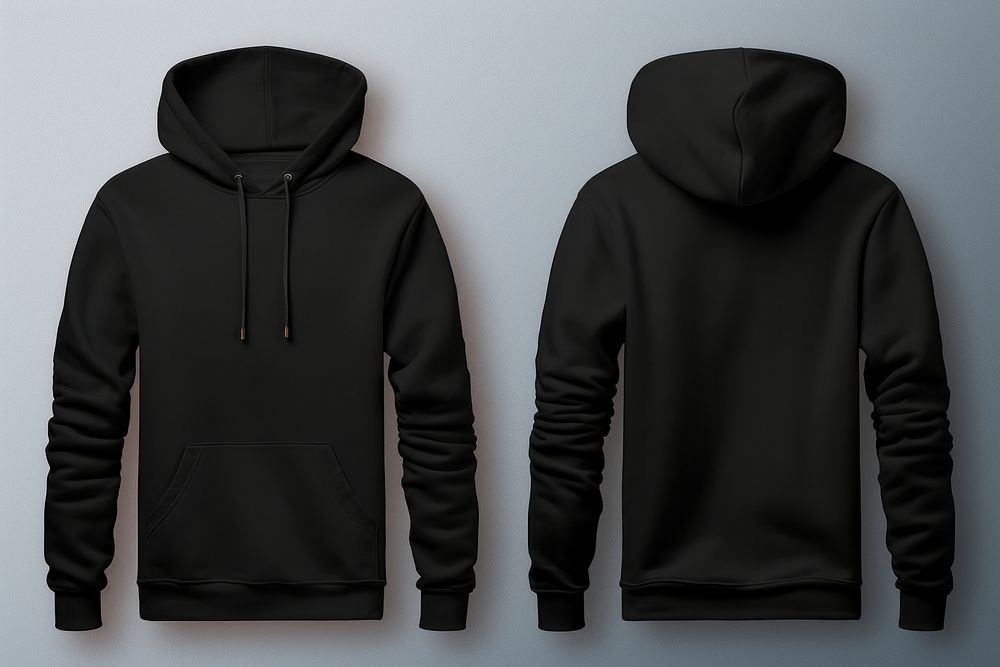 Blank black hoodie mockup clothing apparel sweatshirt.