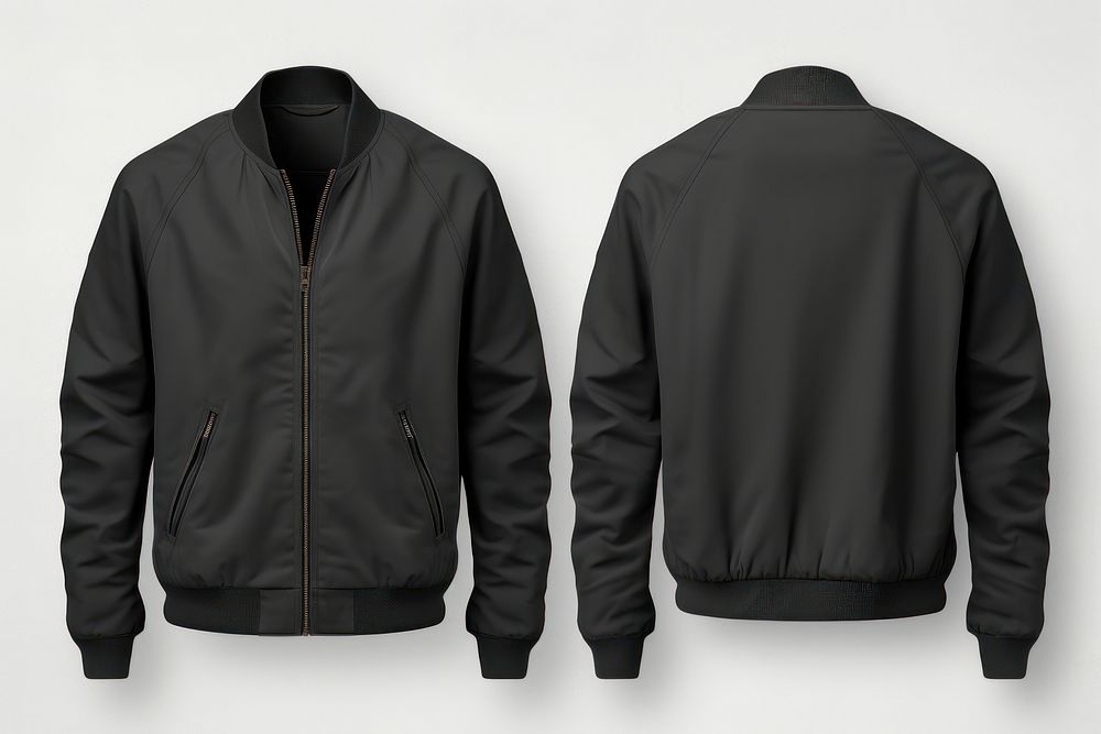 Blank black jacket mockup clothing apparel sweatshirt.