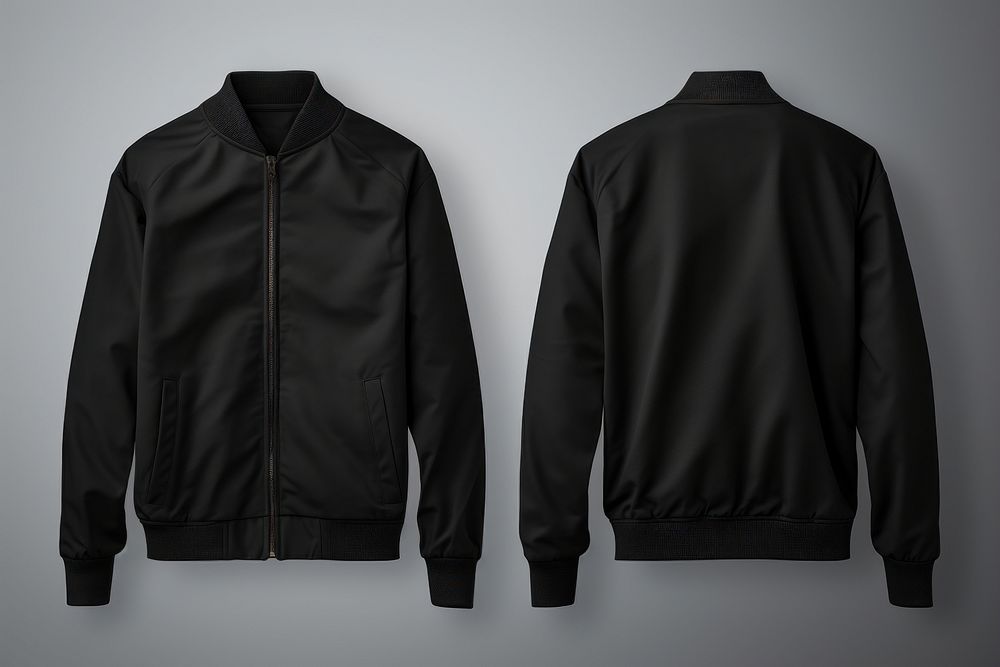 Blank black jacket mockup clothing apparel sweatshirt.
