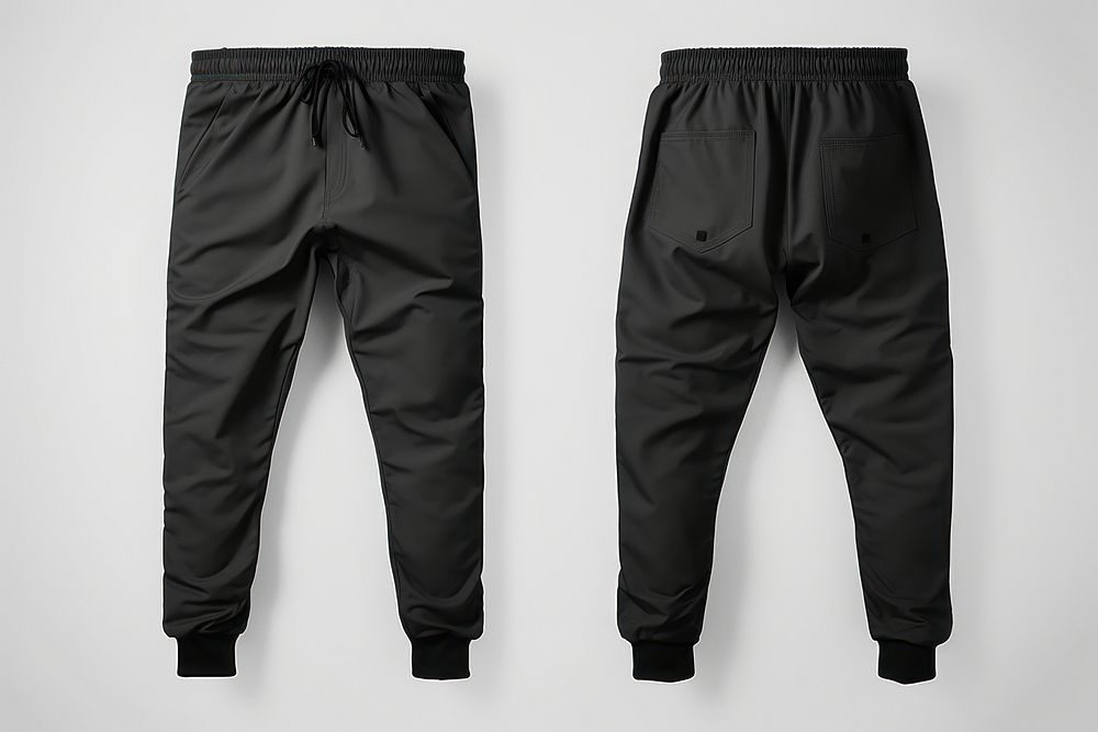 Blank black pants mockup clothing apparel.