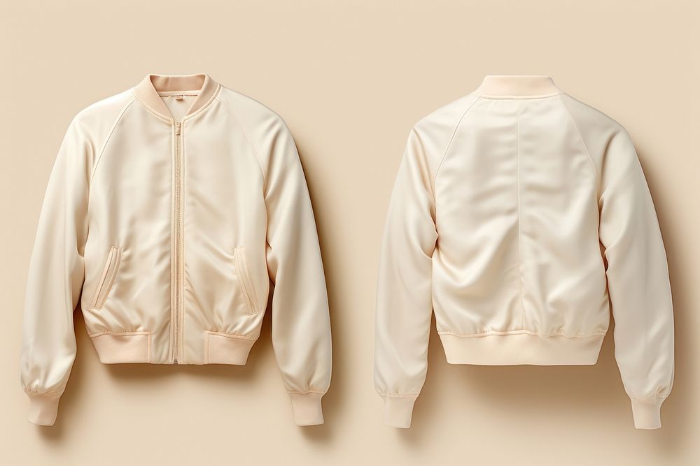 Blank cream jacket mockup clothing apparel sweatshirt.
