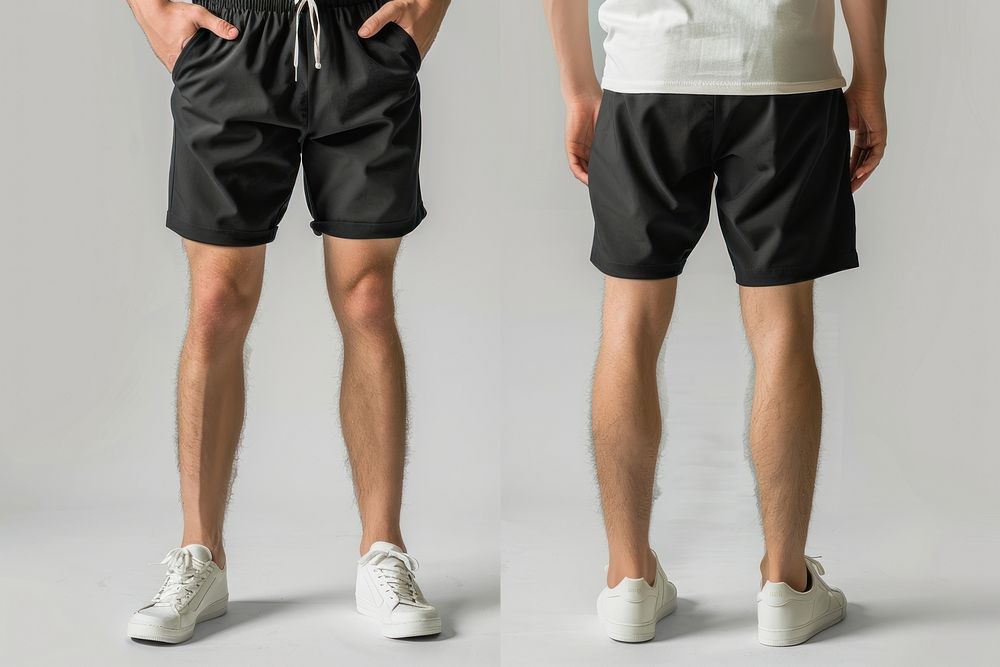 Blank black short mockup clothing apparel shorts.