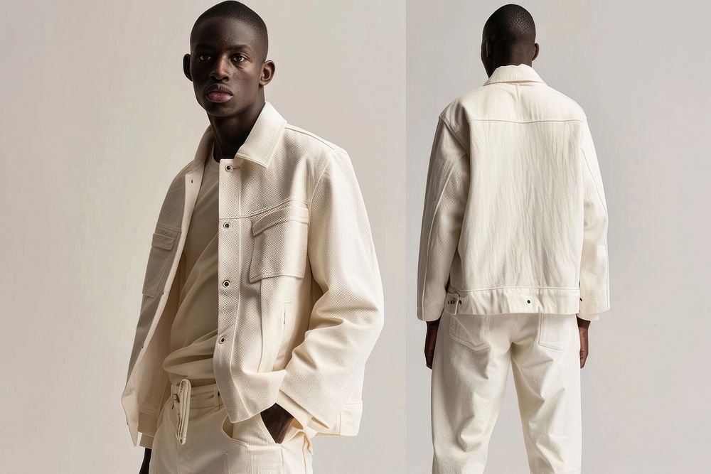 Blank cream jacket mockup clothing apparel man.