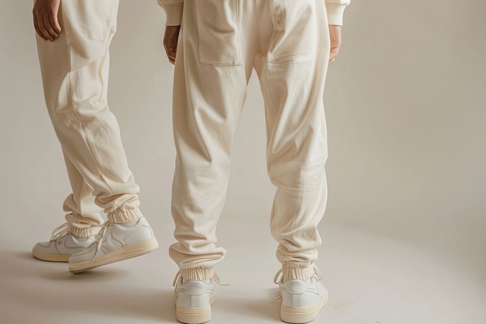 Blank cream pant mockup clothing apparel pants.