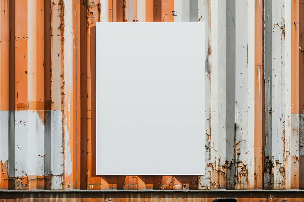Paper poster mockup corrosion rust white board.