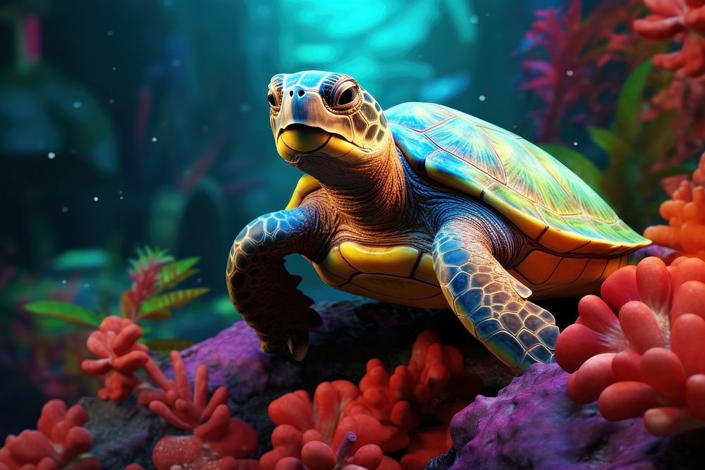 Stunning full-body portrait sea turtle animal medication tortoise.