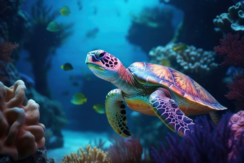 Stunning full-body portrait sea turtle animal outdoors tortoise.