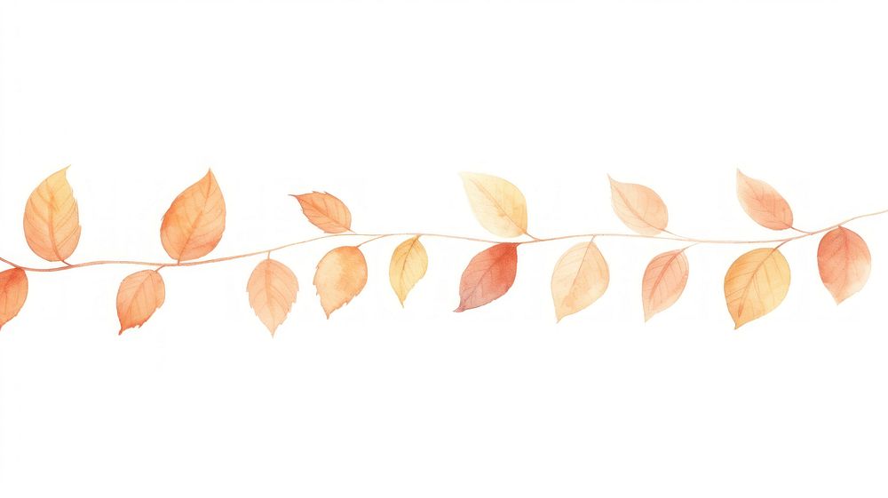 Autumn leaves as divider line watercolour illustration graphics pattern blossom.